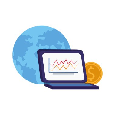 Dizüstü bilgisayarı ve parası olan bir gezegen.