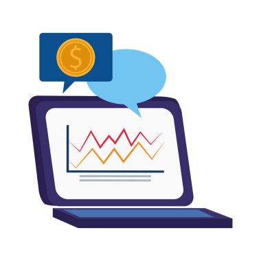 Konuşma baloncuklu dizüstü bilgisayar, renkli tasarım