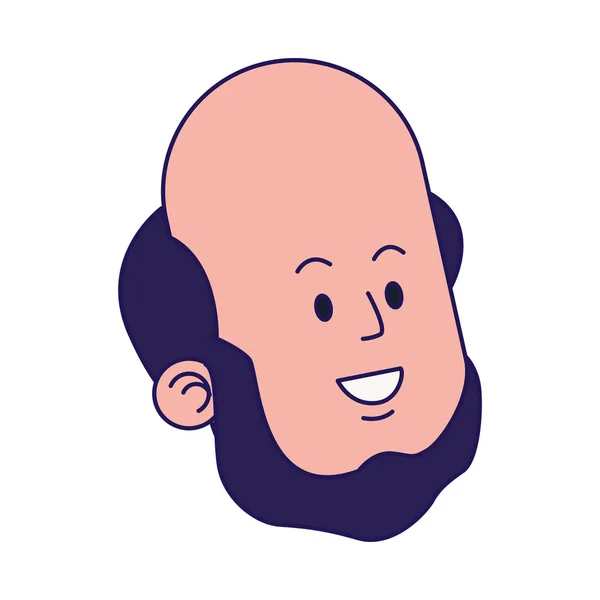 Hombre calvo de dibujos animados sonriendo icono, diseño colorido — Archivo Imágenes Vectoriales