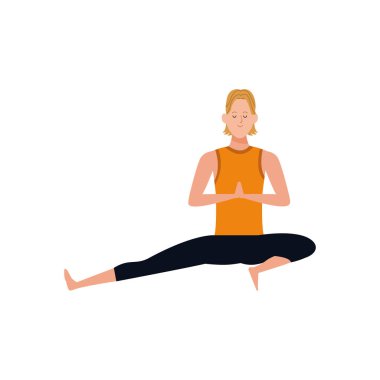 Yoga ikonu yapan mutlu adam.