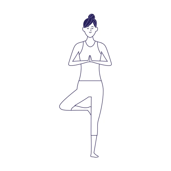 Woman practicing yoga icon, flat design — 스톡 벡터