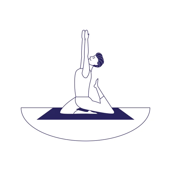 Hombre haciendo yoga al aire libre icono, diseño plano — Vector de stock