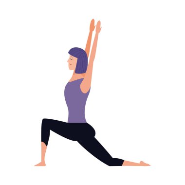 Yoga yapan kadın, renkli tasarım.