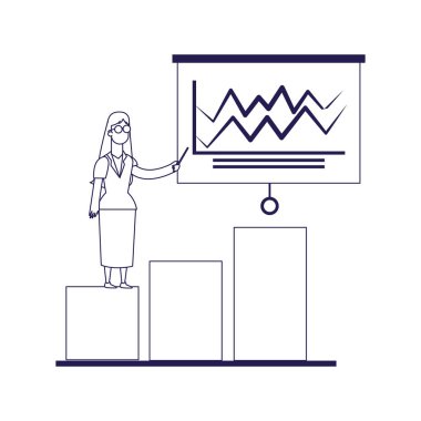 Tahtayı gösteren bir kadın çizelgesi, düz tasarım.