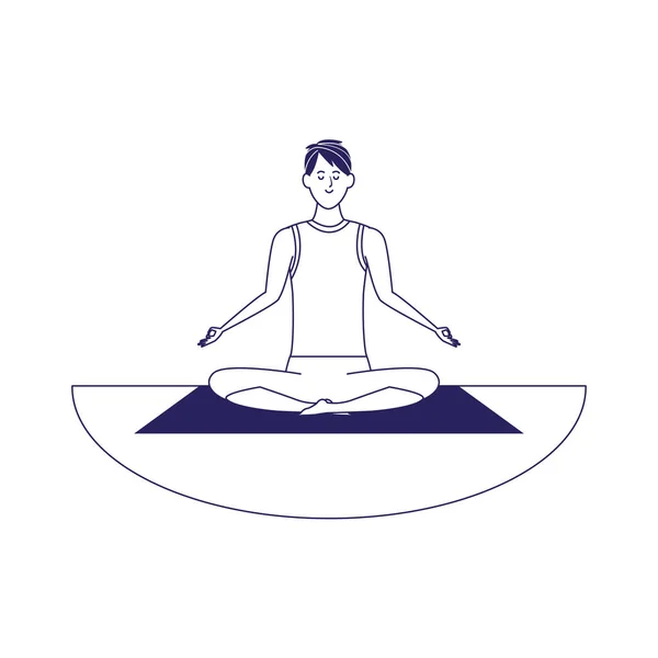 Hombre relajado practicando yoga icono, diseño plano — Archivo Imágenes Vectoriales