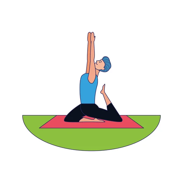 Hombre haciendo yoga al aire libre icono — Vector de stock