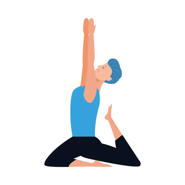 Young man doing yoga icon — Stock Vector