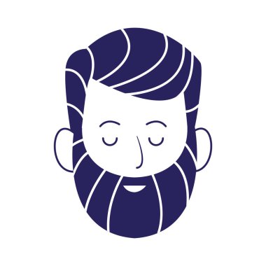 Sakal ikonlu çizgi film adamı, düz tasarım.