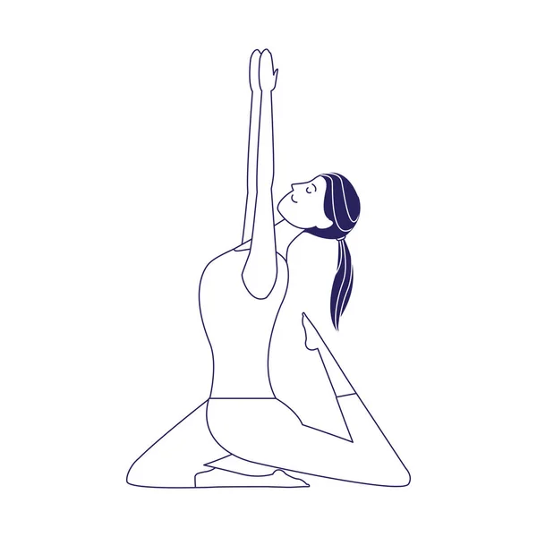 Chica de dibujos animados practicando yoga icono, diseño plano — Archivo Imágenes Vectoriales