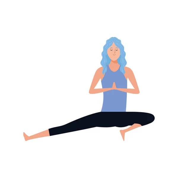 Cartoon meisje doen yoga icoon — Stockvector