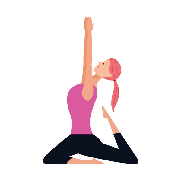 Cartoon girl practicing yoga icon — Stock Vector