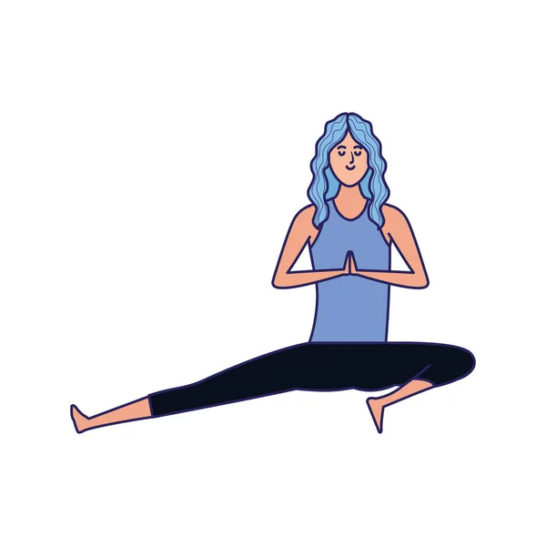 Cartoon-Mädchen macht Yoga-Ikone, buntes Design — Stockvektor