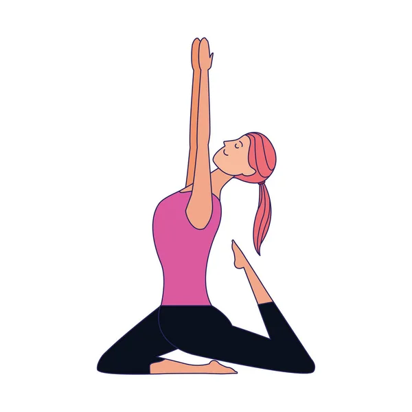 Desenho animado menina praticando ícone de ioga — Vetor de Stock