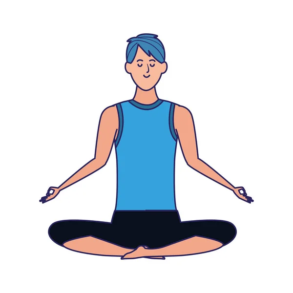 Cartoon Mann macht Yoga-Ikone — Stockvektor