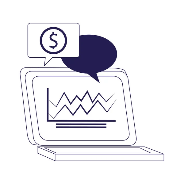 具有语音气泡、平面设计的笔记本电脑 — 图库矢量图片