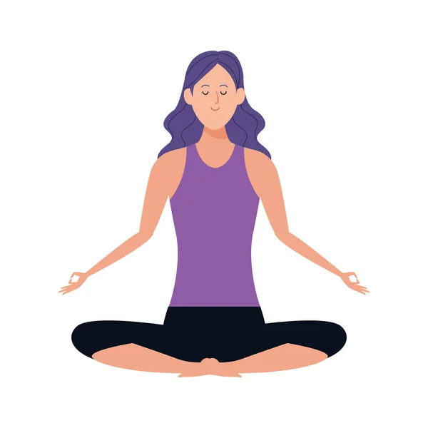 Cartoon vrouw oefenen yoga icoon — Stockvector