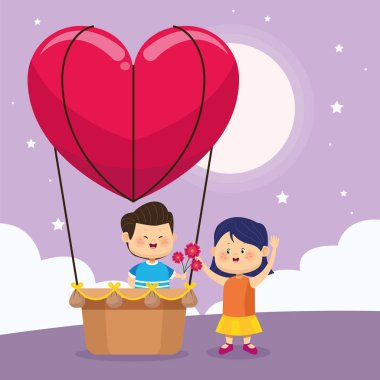 Tatlı bir oğlanın çiçeklere çiçek verdiği bir balon.