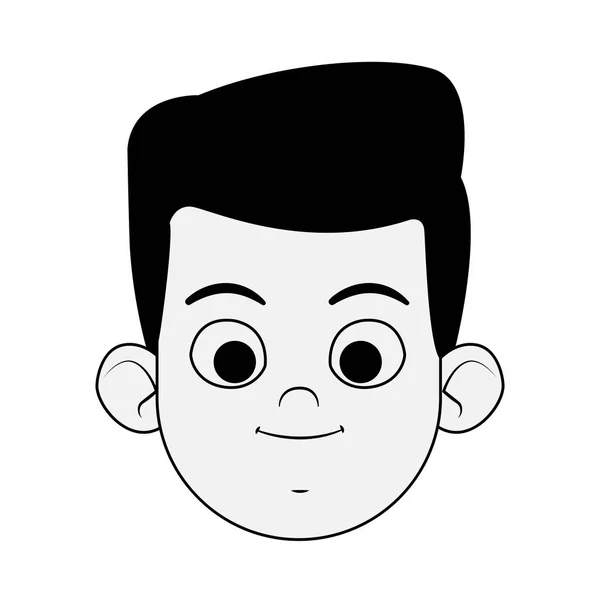 Desenho animado menino sorrindo ícone, design plano — Vetor de Stock