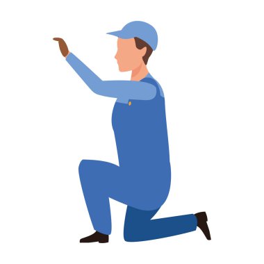 Araba tamircisi diz çöken simge, renkli tasarım