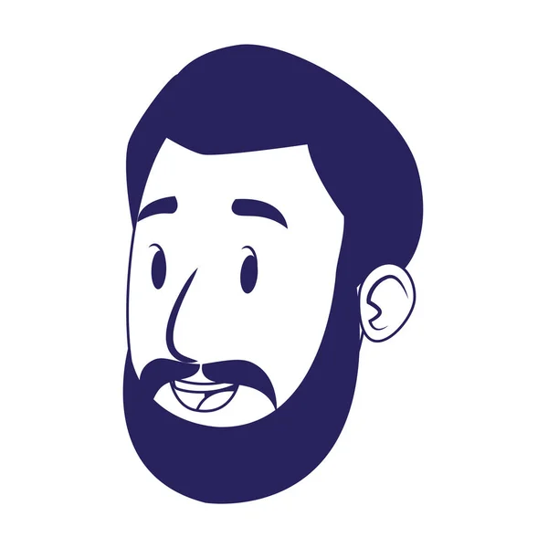 Hombre de dibujos animados con el icono de la barba, diseño plano — Vector de stock