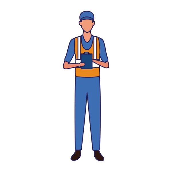Avatar mechanic standing icon — Stock Vector
