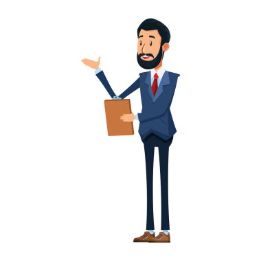 karikatür işadamı sakal simgesi, renkli tasarım