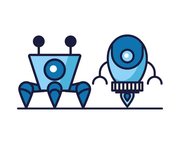 Couple de robots technologie icônes — Image vectorielle