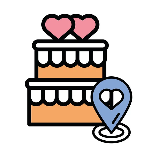 Feliz dia dos namorados bolo doce com coração — Vetor de Stock