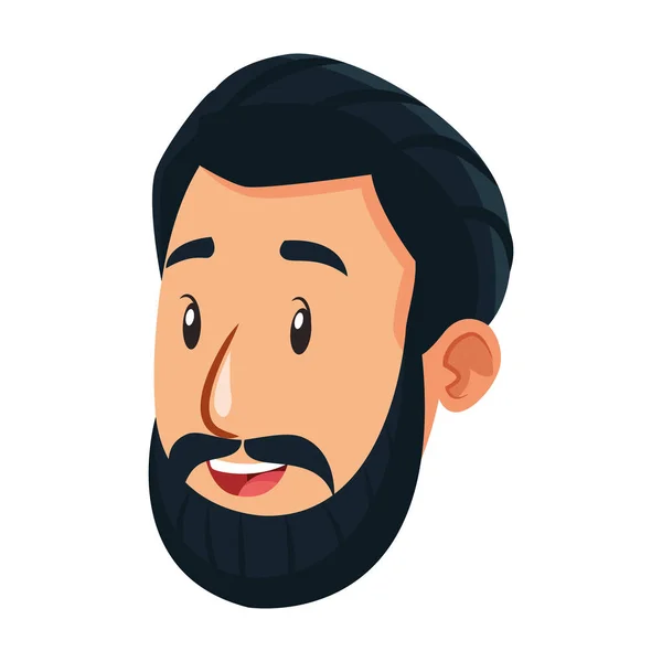Homem dos desenhos animados com ícone da barba, design colorido —  Vetores de Stock