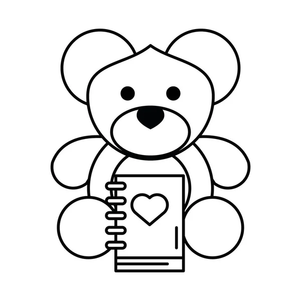 Happy valentines day bear teddy with heart — 스톡 벡터