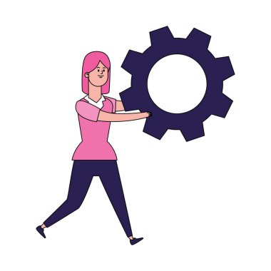 Büyük vites kutusu olan çizgi film çocuğu.