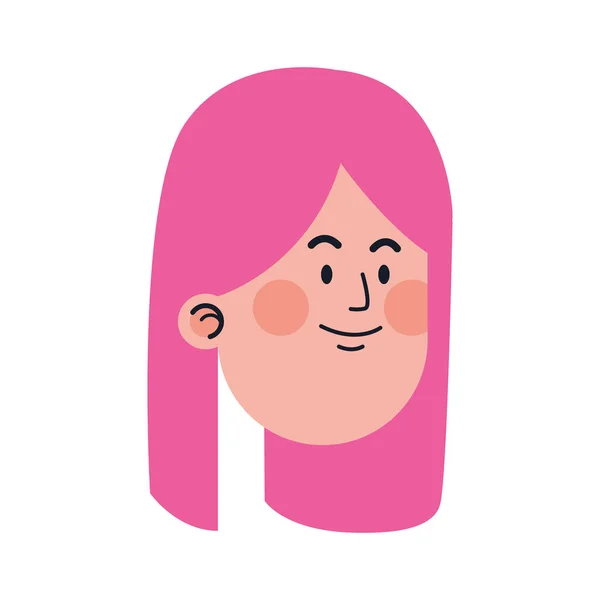 Chica feliz con el icono de pelo rosa — Vector de stock