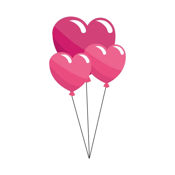 Hearts balloons icon, colorful design — Stock Vector