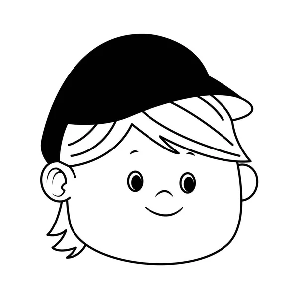 Мультяшний хлопчик обличчям в шапці, плоский дизайн — стоковий вектор