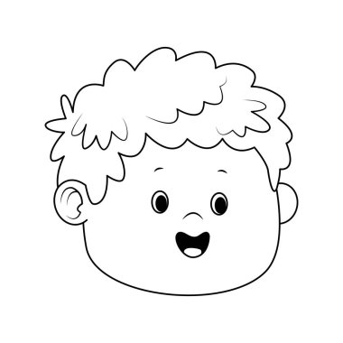 çizgi film sevimli çocuk yüz ikonu, düz tasarım