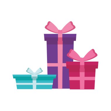 Beyaz arkaplan üzerinde hediye kutuları simgesi