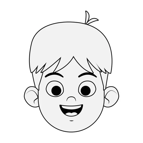 Cartoon gelukkig jongen glimlachen pictogram, plat ontwerp — Stockvector