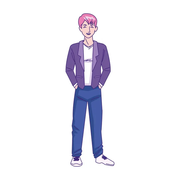 Cartoon man standing and wearing casual clothes — 스톡 벡터