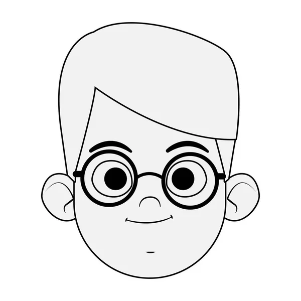 Desenho animado menino feliz vestindo óculos, design plano — Vetor de Stock