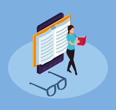 Kitap ve çizgi filmdeki kadının kitap okuduğu cihaz.