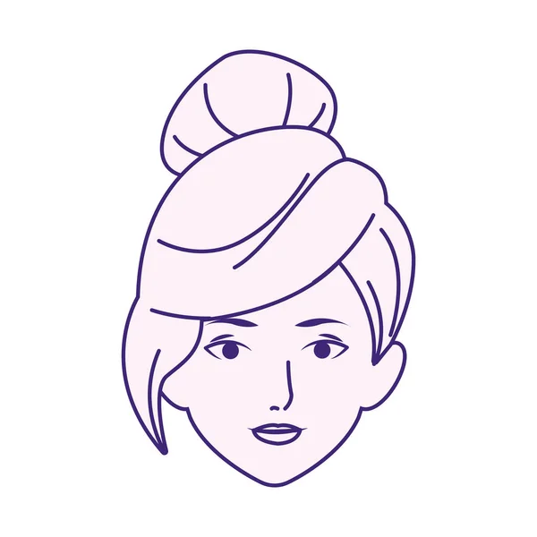 Visage de femme avec icône de coiffure cool, design plat — Image vectorielle