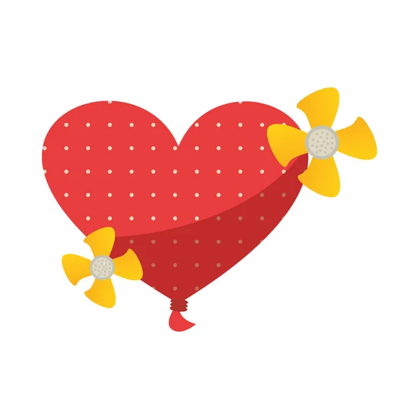 Feliz día de San Valentín corazón globo helio con flores — Vector de stock