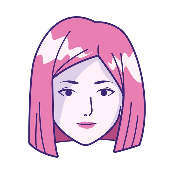Dessin animé femme aux cheveux courts, design coloré — Image vectorielle