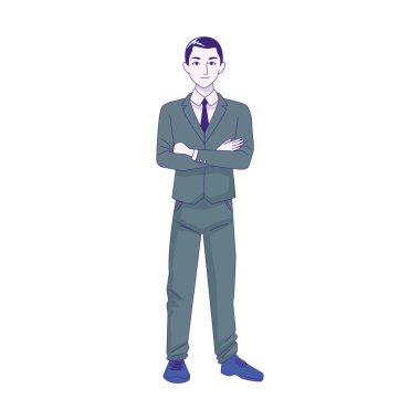 karikatür işadamı ayakta duran simge, renkli tasarım