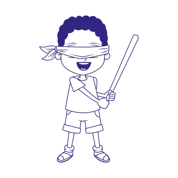 Cartoon boy holding a bat icon, flat design — Stock Vector