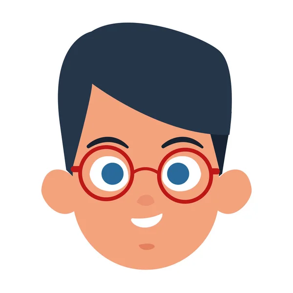 Мультяшный счастливый мальчик в очках, красочный дизайн — стоковый вектор