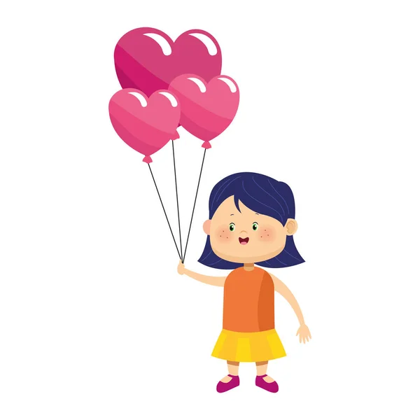 Linda chica con el corazón globos icono, diseño colorido — Archivo Imágenes Vectoriales