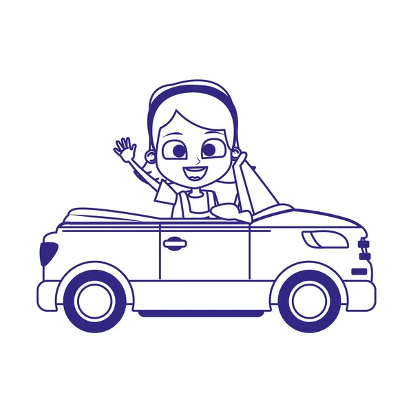 Cartoon girl in sport car icon — Stock Vector