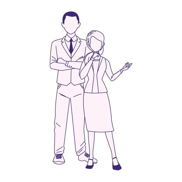 Бізнесмен і жінка стоїть значок, плоский дизайн — стоковий вектор