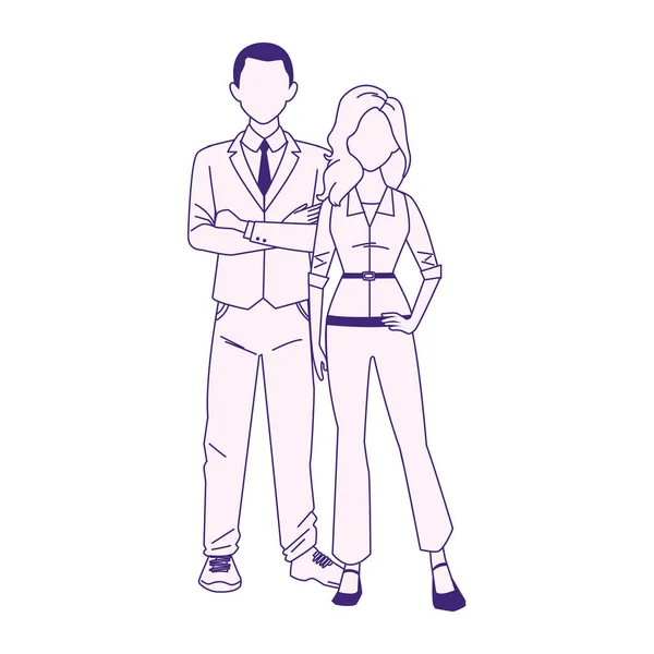 Καρτούν επιχειρηματίας και γυναίκα στέκεται εικονίδιο, επίπεδη σχεδίαση — Διανυσματικό Αρχείο